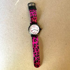 Betsey Johnson leopard print leather band watch